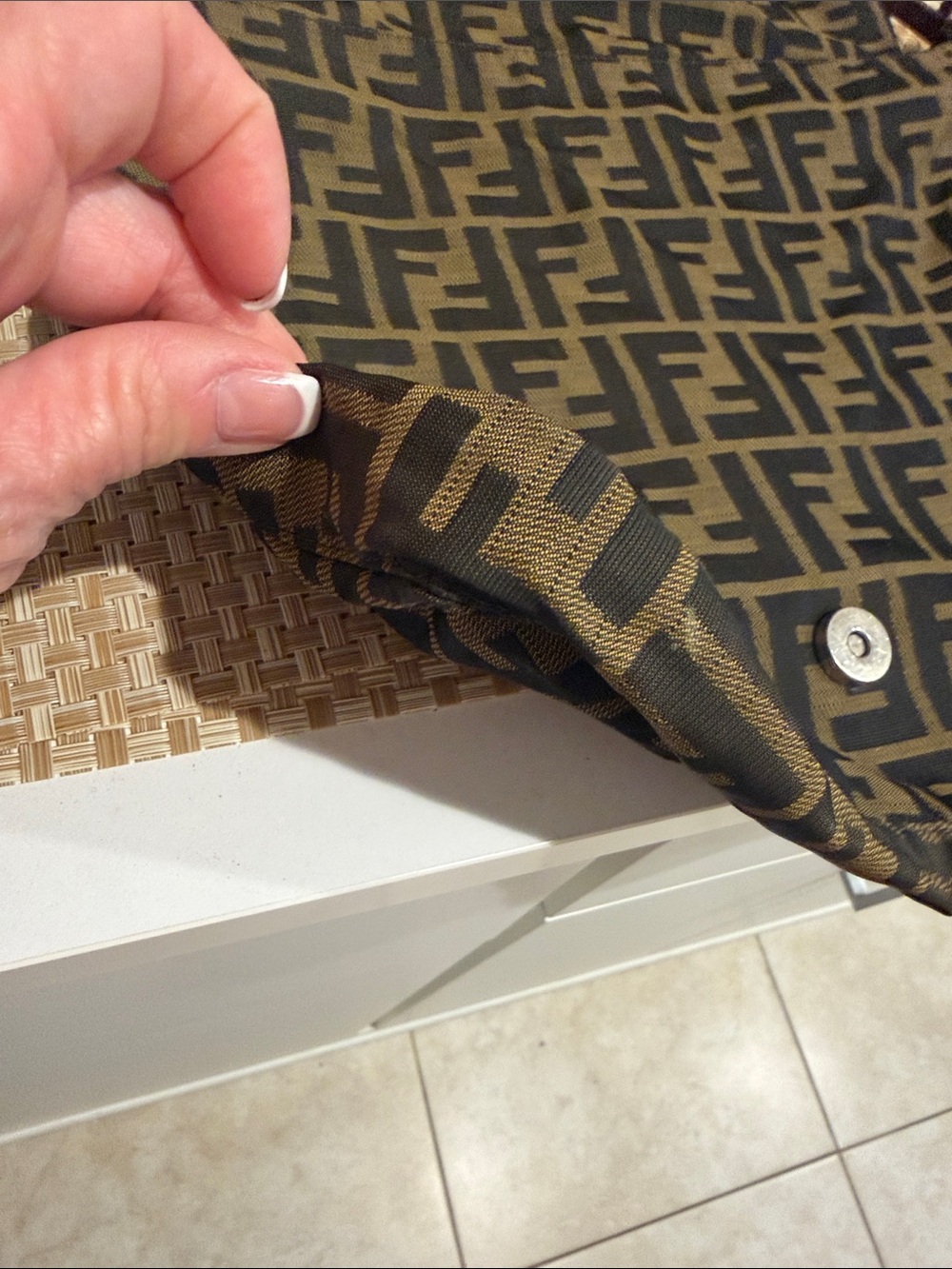 Fendi Brown and Black FF Monogram Tote with Leather Trim - Picture 8 of 13